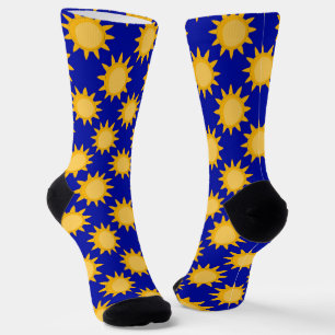 Zonnepatroonontwerp op blauw sokken