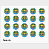 Zonneplaat en surfplanken ronde sticker (Vel)