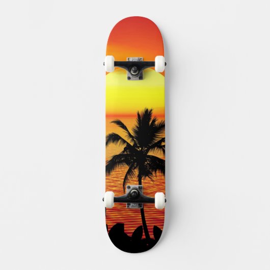 Zonnerode tropen palmstrand instellen skateboard (Voorkant)