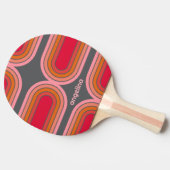 Zonnerood Oranje-roze 70-geïnspireerde lijnkunstbo Tafeltennisbatje (Zijkant)