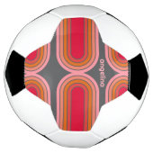 Zonnerood Oranje-roze 70-geïnspireerde lijnkunstbo Voetbal (Gedraaid)