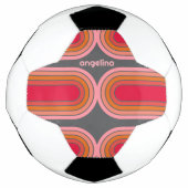 Zonnerood Oranje-roze 70-geïnspireerde lijnkunstbo Voetbal (Voorkant)