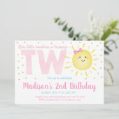 Zonneroze goud Tweede verjaardag Kaart (Staand voorkant)