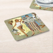 Zonnescherm? Vierkante Kartonnen Onderzetter (Schuin)