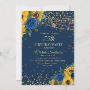Zonneschermen Blauwe Rozen Gouden Glitters 75e Ver Kaart