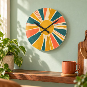 Zonneschijfvormige wandklok ronde klok