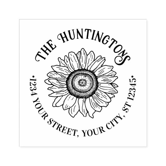 Zonneschijn #1 Aangepaste familienaam adres Rubberstempel (Afrduk)