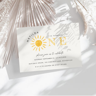 zonneschijn 1 verjaardag waterverf zongeel modern kaart