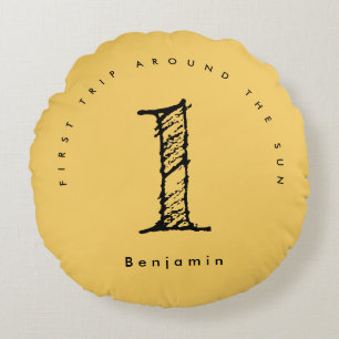 Zonneschijn 1e verjaardag waterverf zon rond kussen