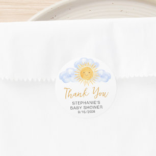 Zonneschijn Baby Shower Bedankt Ronde Sticker