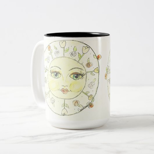 Zonneschijn en bloemen - CBS Sunday Morning Tweekleurige Koffiemok (Voorkant links)