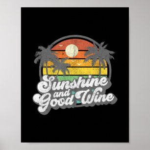 Zonneschijn En Goede Wijn Strand Retro 70s Vintage Poster