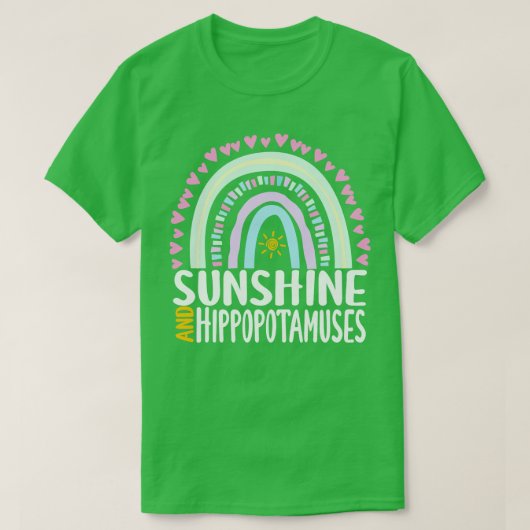Zonneschijn en Hippopotamussen Schattige Regenboog T-shirt (Design voorkant)