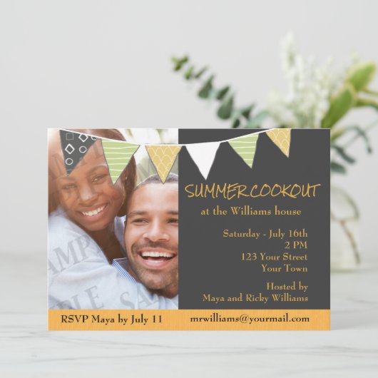 Zonneschijn en houtskool Grill Cookout uitnodigen Kaart (Staand voorkant)
