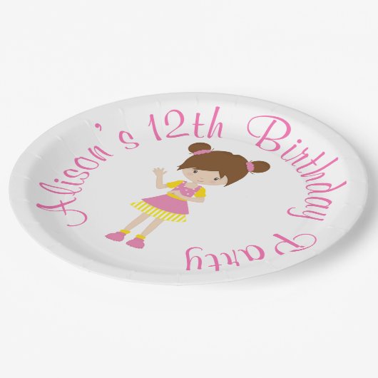 Zonneschijn en limonade rood haar meisje papieren bordje (Gekanteld)