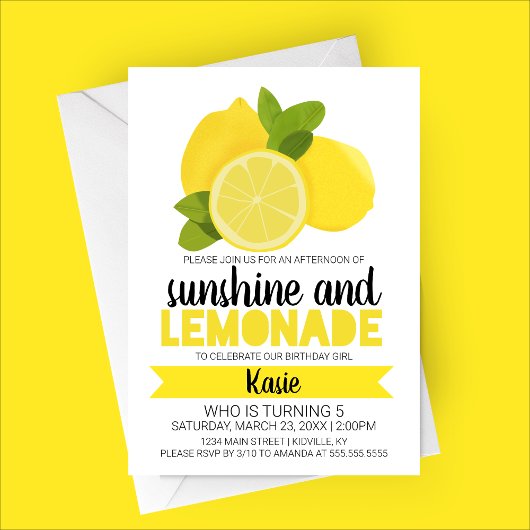 Zonneschijn en limonade Verjaardag Uitnodiging