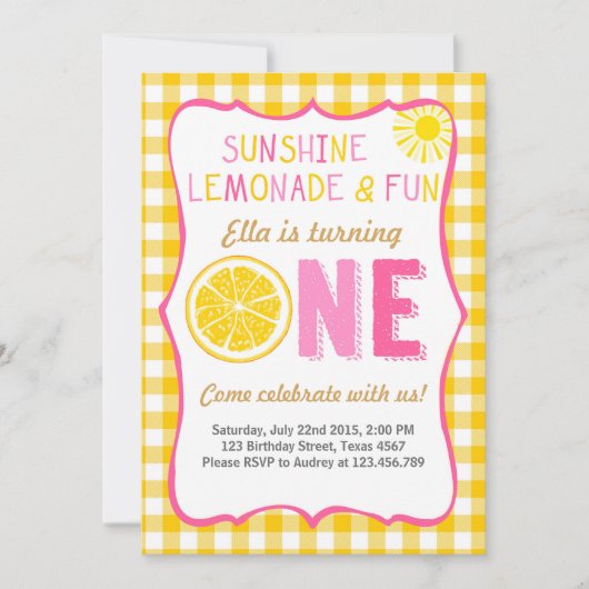 Zonneschijn en limonade zonneschijn uitnodiging vo (Voorkant)