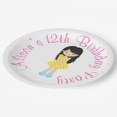 Zonneschijn en limonade zwart haar meisje papieren bordje (Gekanteld)