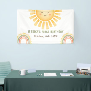 Zonneschijn En Regenboog Verjaardagsfeestje Spandoek