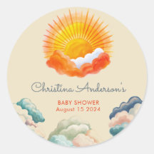 Zonneschijn en Wolken Geel Grijs Retro Baby shower