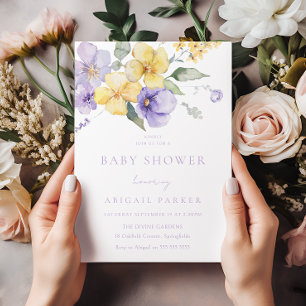 Zonneschijn Geel & Lavendel Paarse Baby shower Kaart