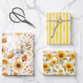 Zonneschijn Geel Zonnebloemen Wrapping Paper Sheet