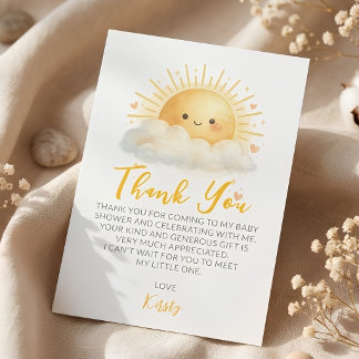 Zonneschijn Geslacht-Neutrale Baby Shower Bedankka RSVP Kaartje