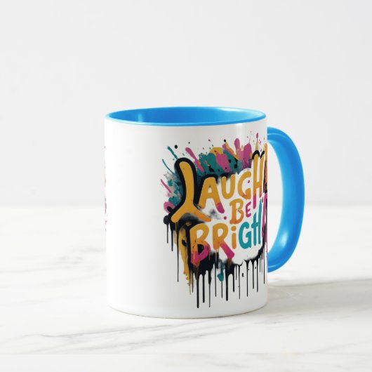 Zonneschijn glimlacht: Lachen Wees Heldere Mok (Voorkant rechts)