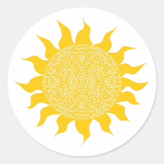 Zonneschijn Heldere Gele Zon Ronde Sticker (Voorkant)