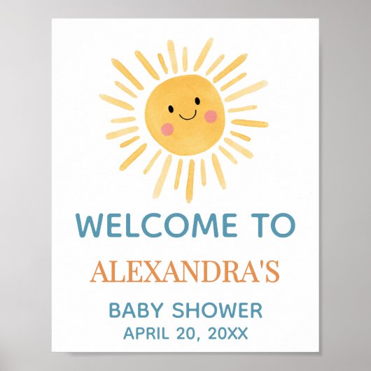 Zonneschijn hier komt het welkomstbord van de zoon poster (Voorkant)