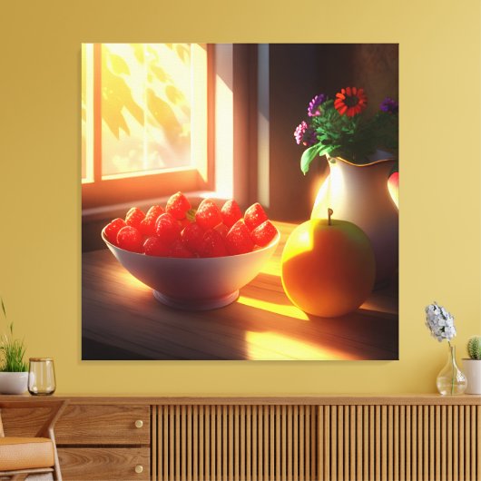 Zonneschijn kom van fruit en bloemen 10 canvas afdruk (Insitu (Woonkamer))