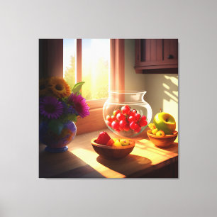 Zonneschijn kom van fruit en bloemen 11 canvas afdruk