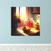 Zonneschijn kom van fruit en bloemen 11 canvas afdruk (Insitu (Houten vloer))