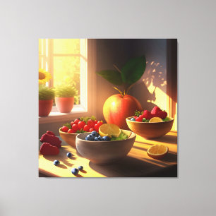 Zonneschijn kom van fruit en bloemen 12 canvas afdruk