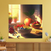 Zonneschijn kom van fruit en bloemen 12 canvas afdruk (Insitu (Woonkamer))