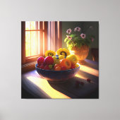 Zonneschijn kom van fruit en bloemen 1 canvas afdruk (Voorkant)