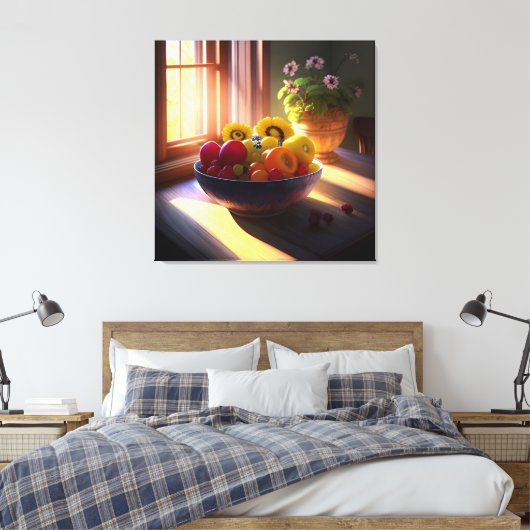 Zonneschijn kom van fruit en bloemen 1 canvas afdruk (Insitu (Slaapkamer))