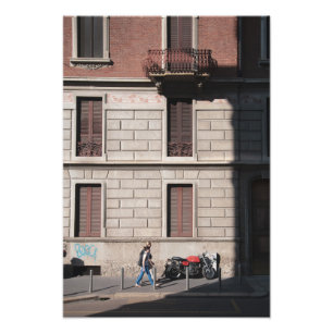 Zonneschijn op een motorfiets foto afdruk