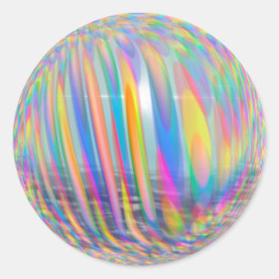 Zonneschijn op oceaan verborgen door regenboog ronde sticker