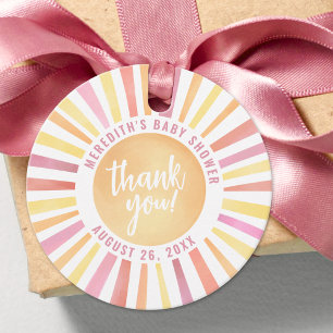 Zonneschijn Roze Zon Baby Shower Bedankjes Labels