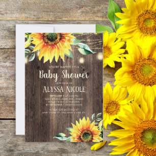 Zonneschijn Snoerlichten Baby Shower Uitnodiging