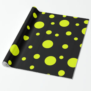 Zonneschijn Vlekken: Zwart & Geel Polka Dot Cadeaupapier