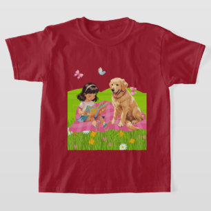 Zonneschijn & Voorlezen – Meisje en Haar Hond T-shirt