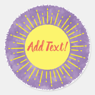 Zonneschijn Waterverf Baby shower Achtergrond Aang Ronde Sticker