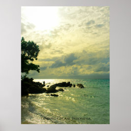 Zonneschijn Zonsondergang Lucht Strand Schemering  Poster