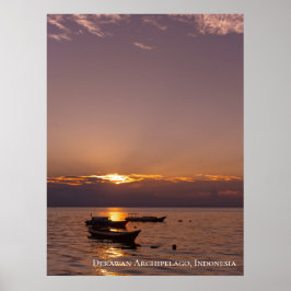 Zonneschijn Zonsondergang Stralen Drijvende Botens Poster