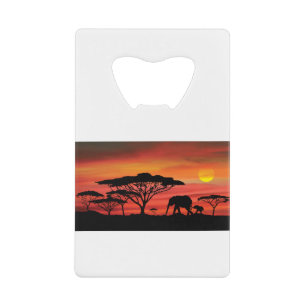 Zonneset eLEPHANT EN Serengeti Kredietkaart Flessenopener