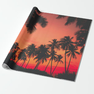 Zonneset tropische palmboom cadeaupapier