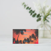 Zonneset tropische palmboom visitekaartje (Staand voorkant)