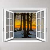 Zonnesetscène, Uitzicht 3D Poster (Voorkant)